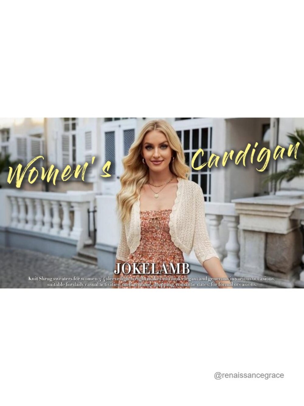 Women's Cropped Bolero Cardigan 3/4 Sleeve Shrug for Dresses Ribbed Knit - Picture 6 of 6